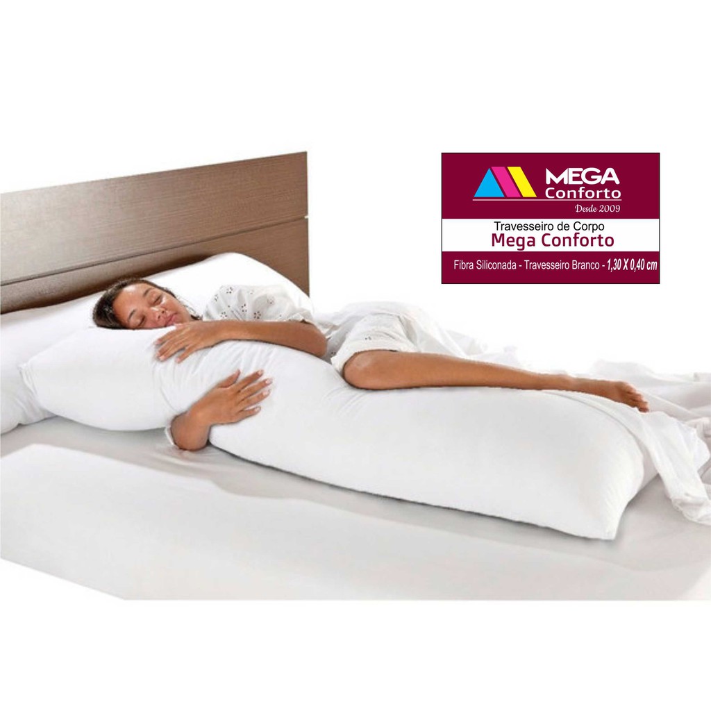 Travesseiro de Corpo Com Fronha de Zipper Antialérgico Fibra Siliconada Extra Xuxão