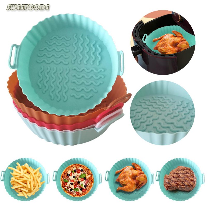 Panela AirFryer Air Catcher Silicone Pote De Forno Bandeja Frito De Pizza Cesta De Frango Quadrada Redonda De Substituição